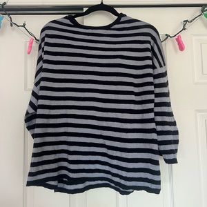 VINCE merino wool striped quarter sleeve